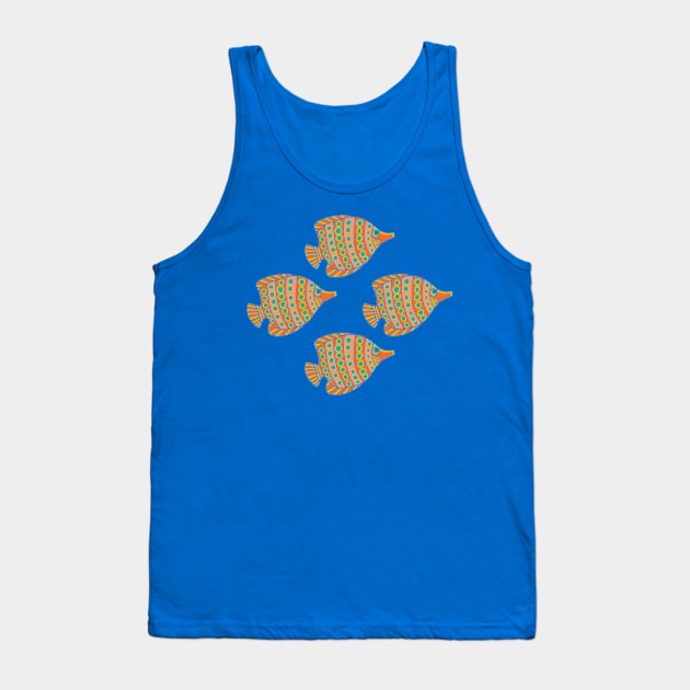 ANGLED ANGELS Tropical Angel Fish Spotted Undersea Ocean Sea Creatures in Orange Blush Yellow Blue - UnBlink Studio by Jackie Tahara Tank Top by UnBlink Studio by Jackie Tahara